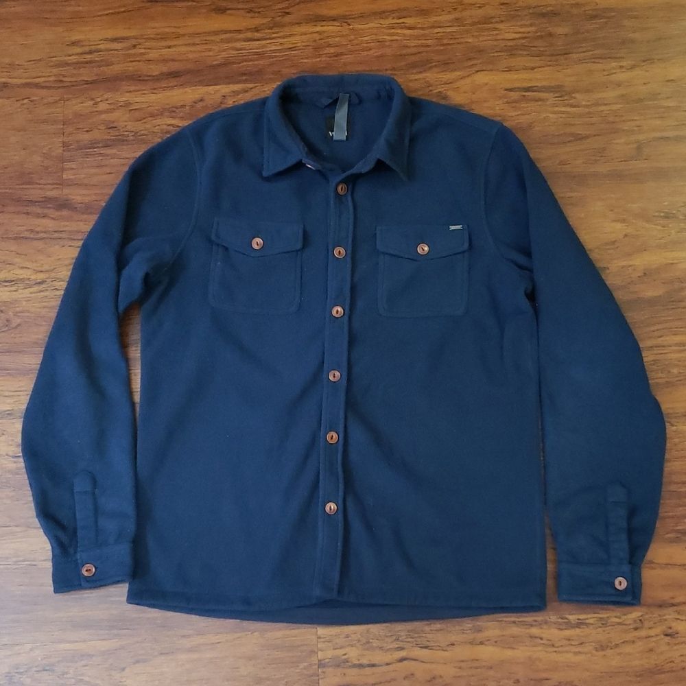 Vuori Mens Dark Blue Athleisure Trendy Casual Fleece Shirt Jacket Size Medium